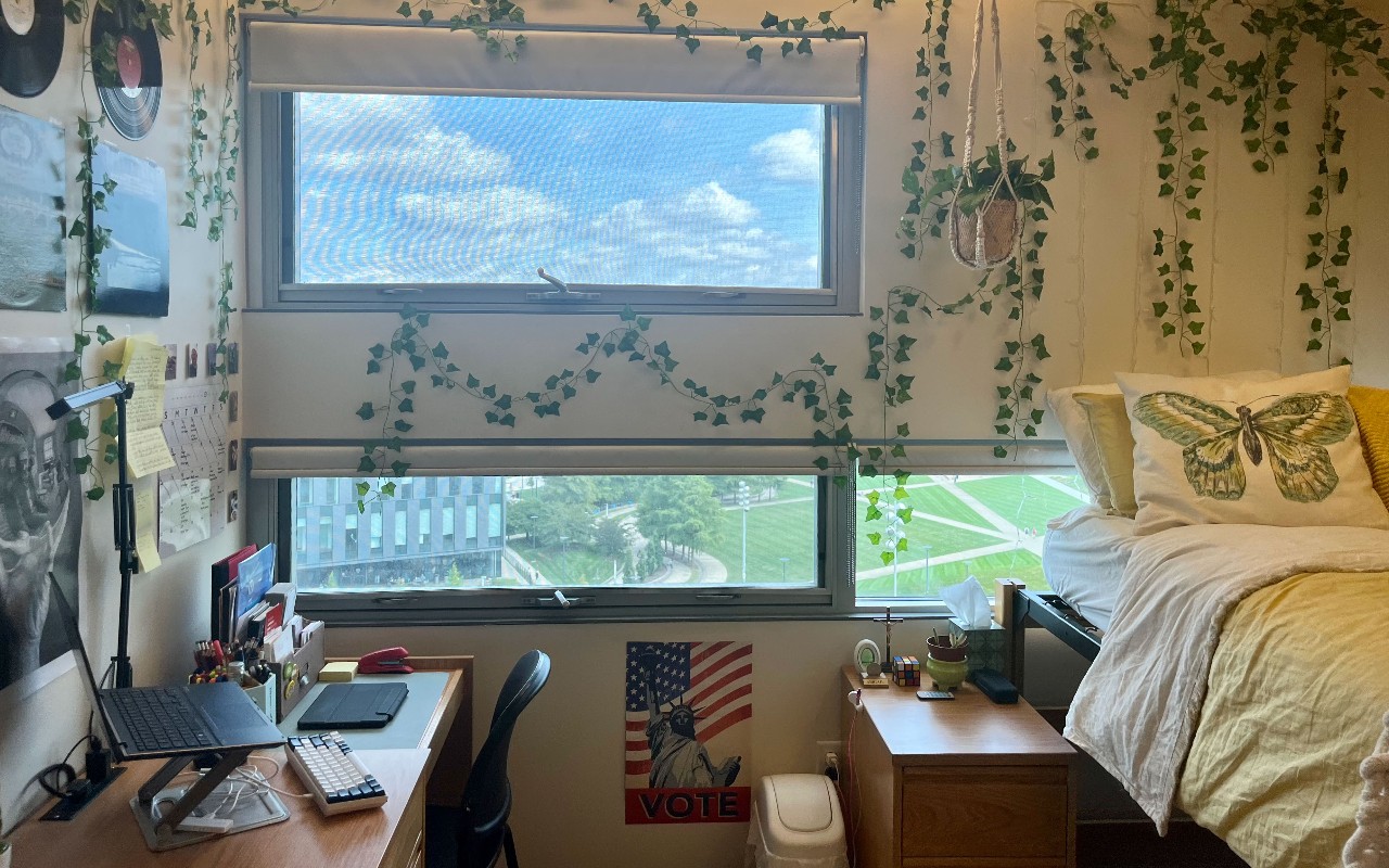 CRC dorm room with greenery decoration