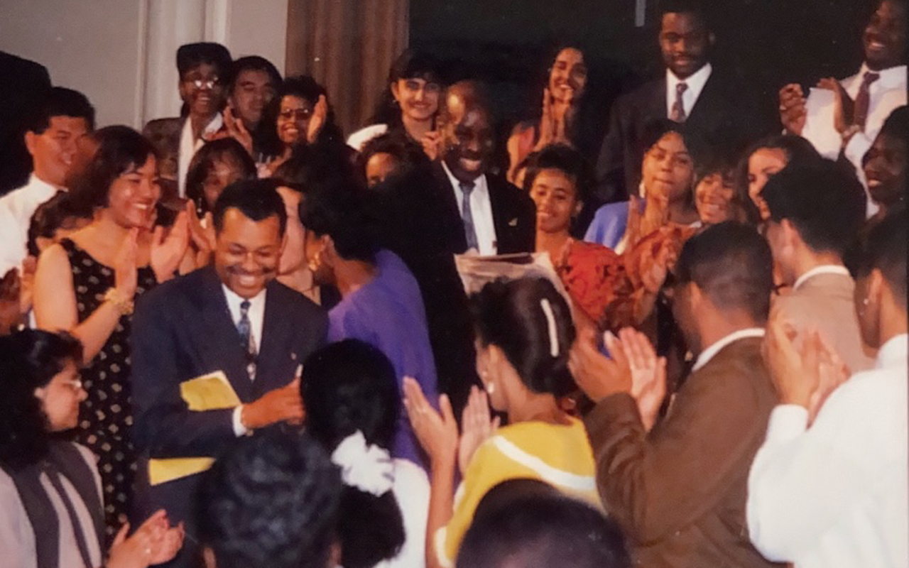 African Americans celebrate at an awards banquet