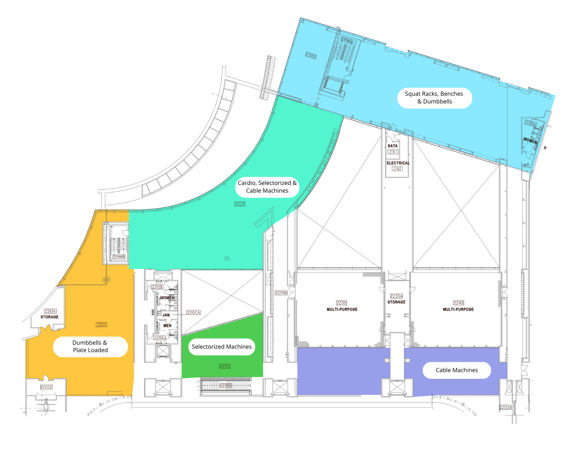 Labeled Fitness Floor Map - 2