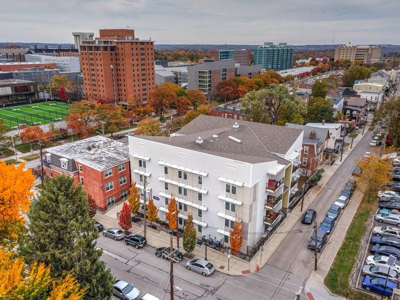 Aerial view of Jefferson House at Charlton and Jefferson