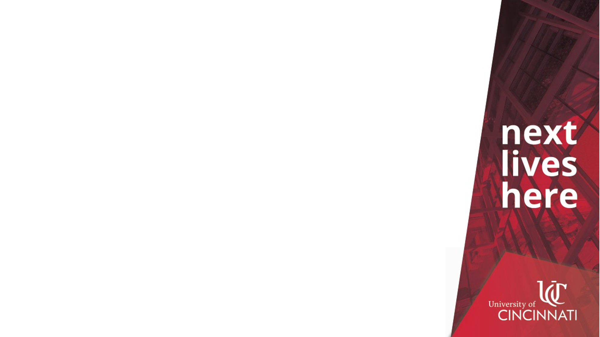 Next Lives Here PPT Template / White background with red photo of windows with "Next lives here" on right hand side.