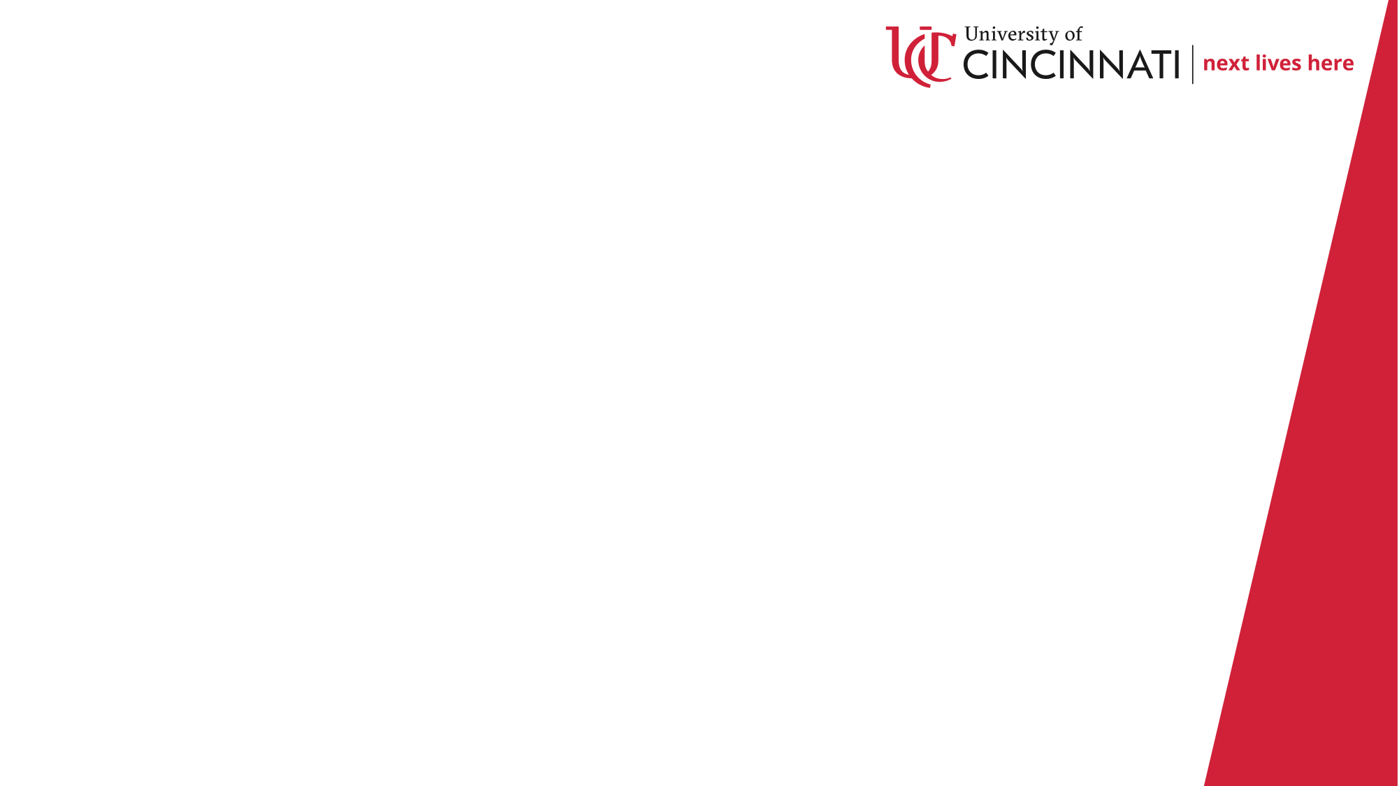 Next Lives Here PPT Template / White background with red graphic on right hand side.