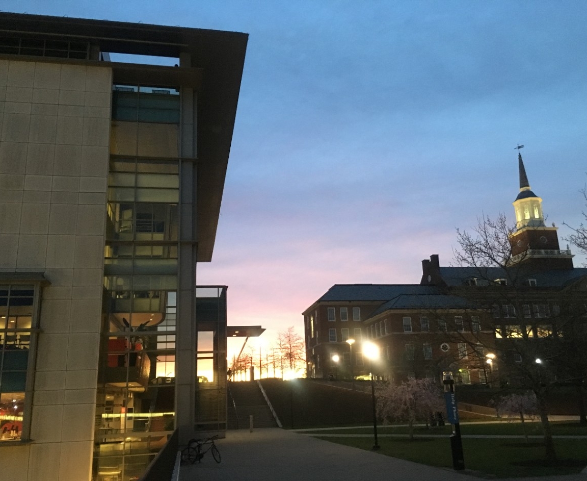 University Pavilion and McMicken Hall at night