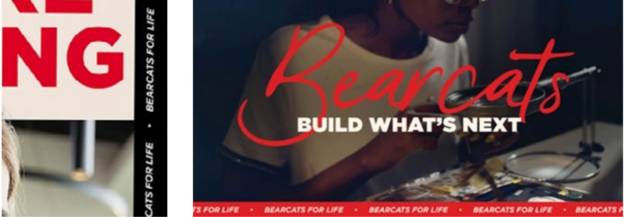 Examples of the use of red and black tape bar design elements.