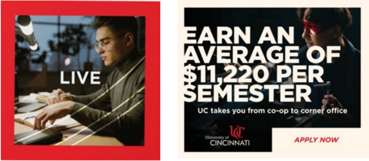 Examples of the use of Image borders in Bearcats for Life designs