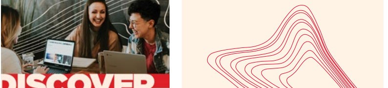 Examples of the free-form wave design element from UC's Bearcats for Life campaign