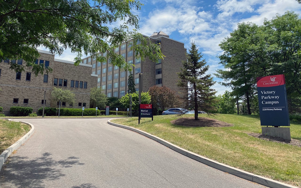 Entrance to Victory Parkway Campus and the West Lot.