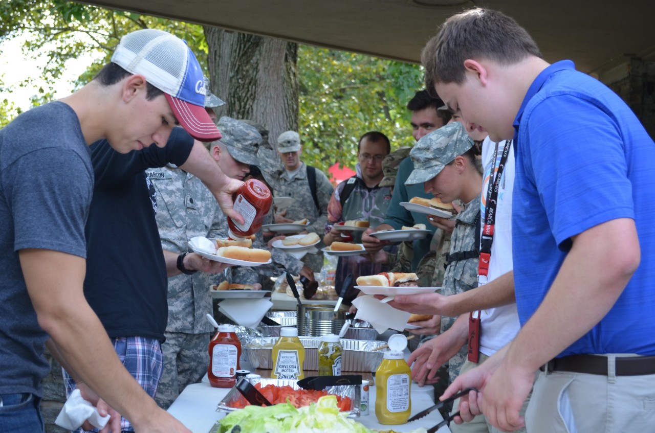 Cadets getting food