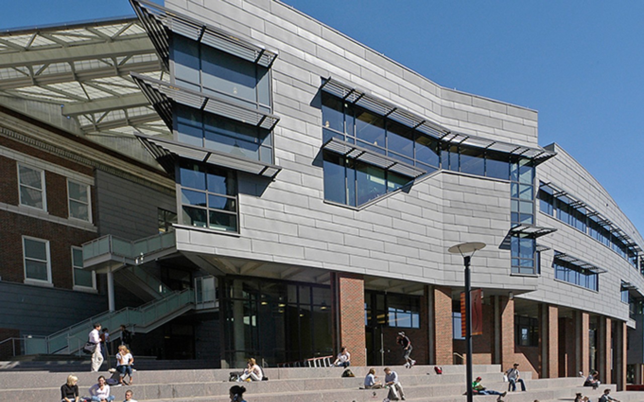 exterior of the Steger Student Life Center