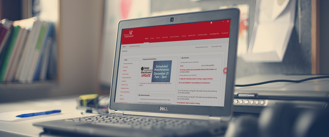 Laptop computer displaying screen in Blackboard