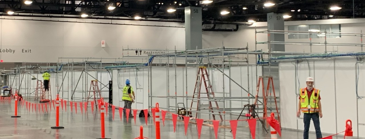 Craig Lair poses at the field hospital site
