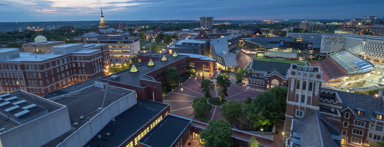 Aerial shot of campus