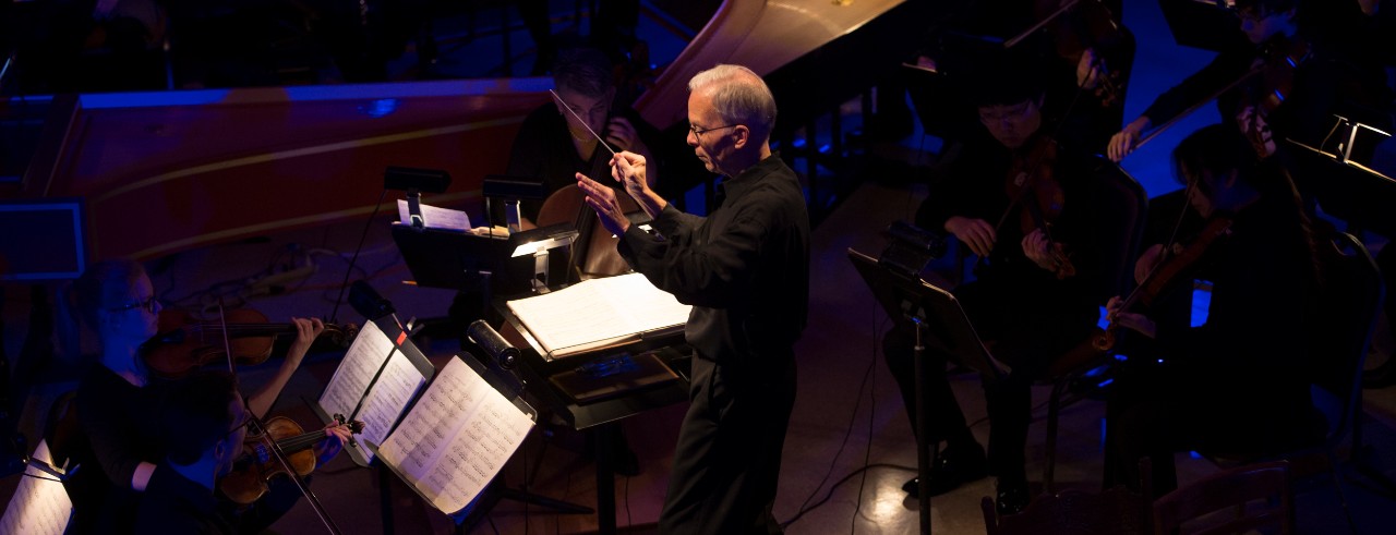 CCM Professor Earl Rivers conducts rehearsals for CCM's October 2018 performances of J.S. Bach's St. John Passion at Knox Presbyterian Church.