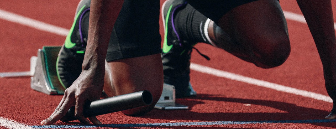 Runner getting ready to start