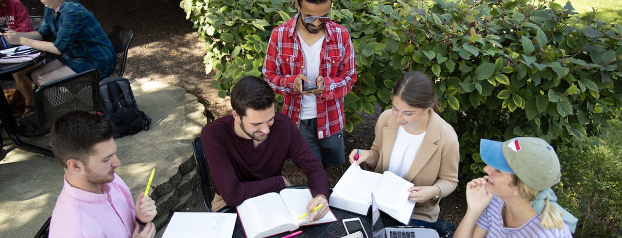 Students meeting outside