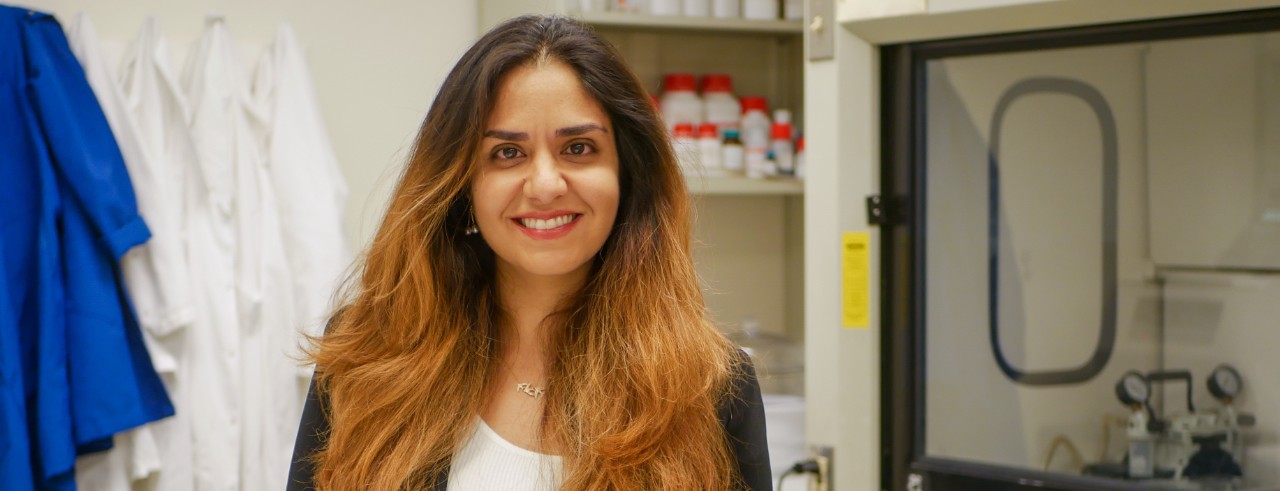 UC assistant professor Leyla Esfandiari in her lab.
