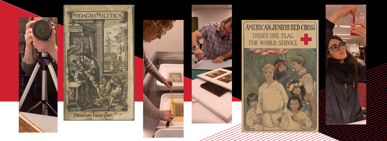 winkler collection and people working in preservation lab