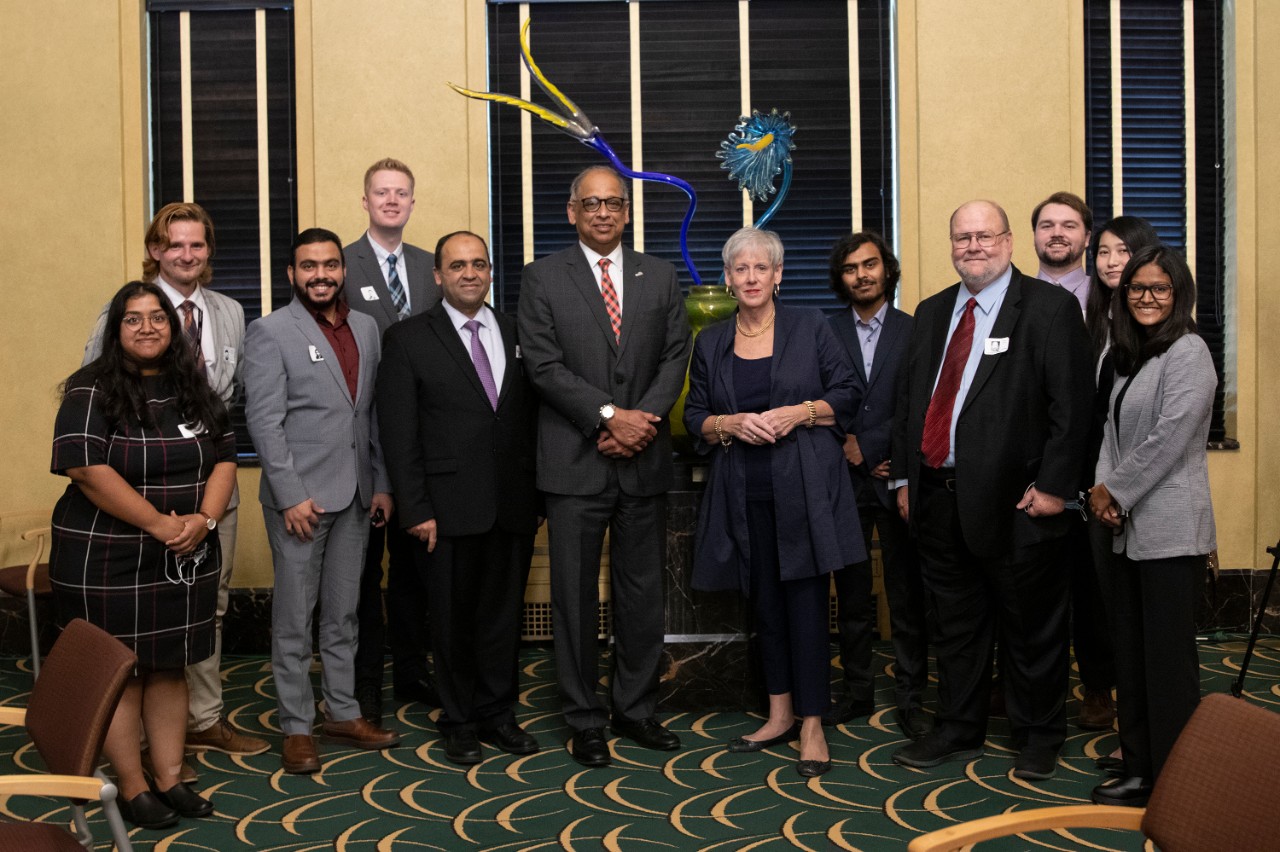 University of Cincinnati President Neville G. Pinto, Ohio Supreme Court Chief Justice Maureen O’Connor, College of Education, Criminal Justice, and Human Services Dean Larry Johnson, School of Information Technology Director and Professor Dr. Hazem Said and staff and students from the School of Information Technology gathered Monday morning at the Thomas J. Moyer Ohio Judicial Center in Columbus.