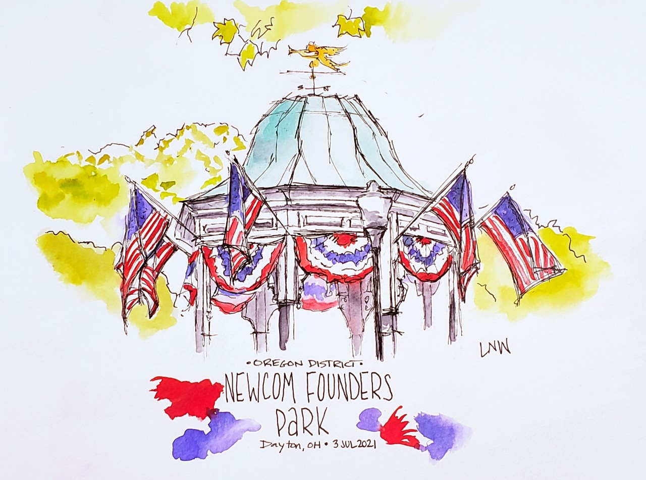 watercolor sketch of park rotunda 