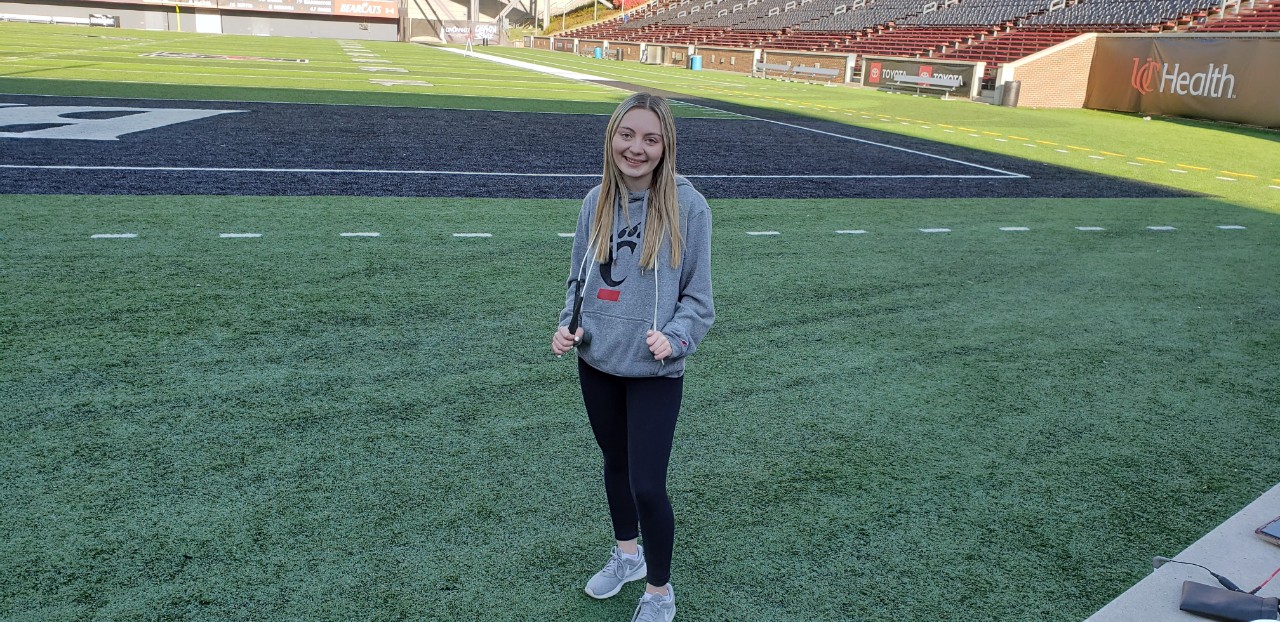 Lauren Bradstreet on Nippert Stadium turf