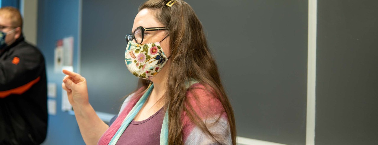 Professor teaching a class.