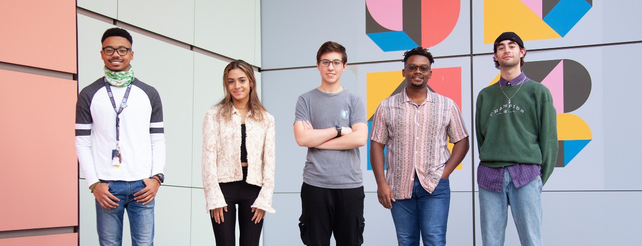 five students outside DAAP