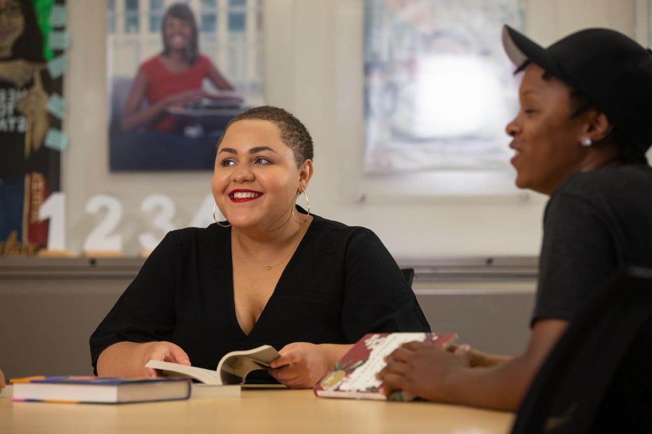 Camryn Morrow smiling in classroom