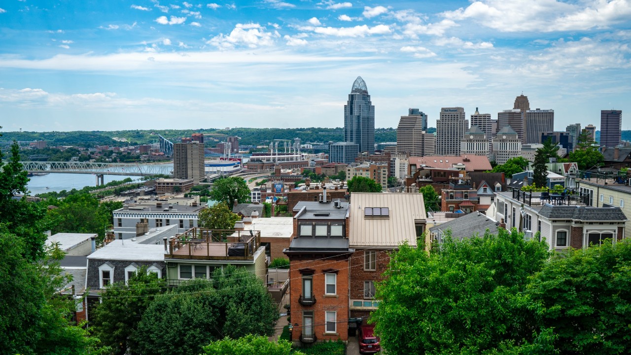 Aerial view from Mt. Lookout of Cincinnati  