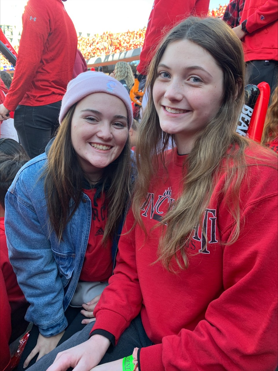 Two students at a football game