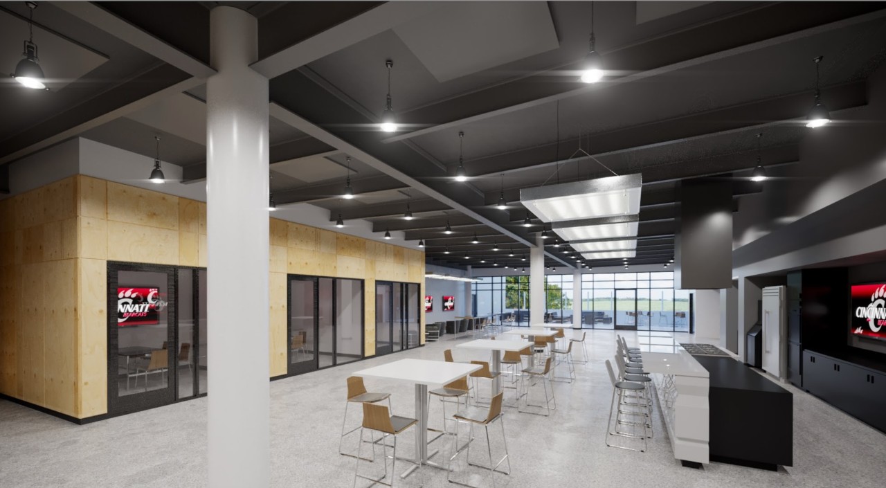 Rendering of UC's Calhoun Hall meeting spaces in lobby level.