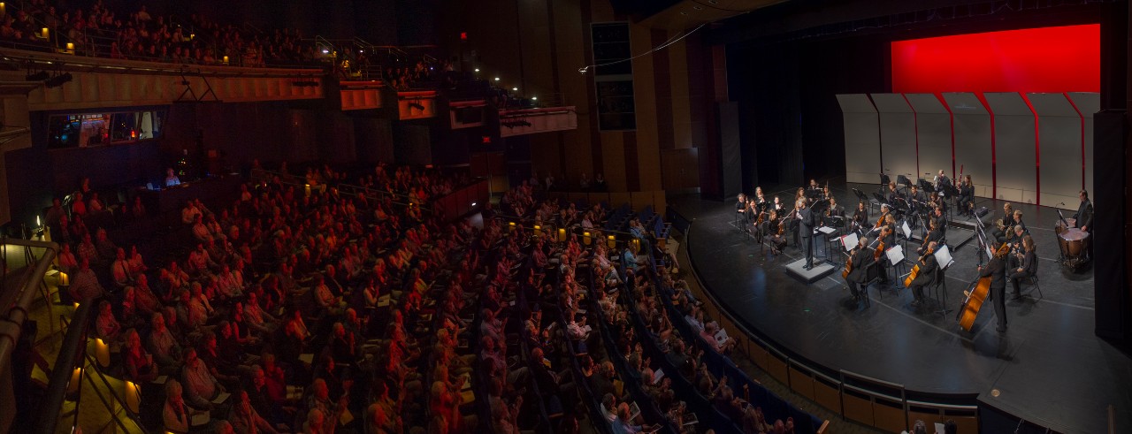 A photo of the Cincinnati Chamber Orchestra in concert.