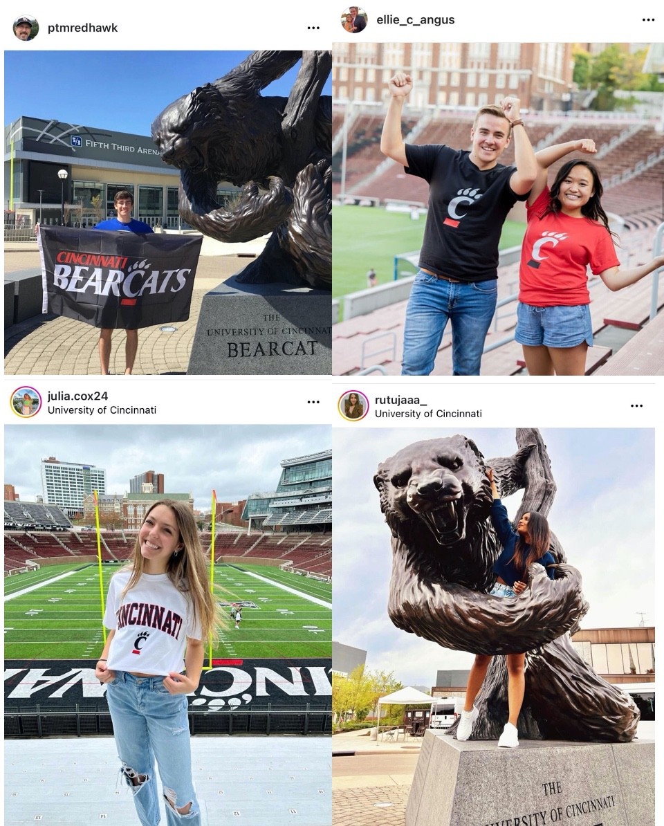 Grid of four instagram posts of UC students