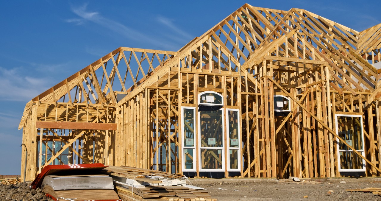 Framing of new house construction.