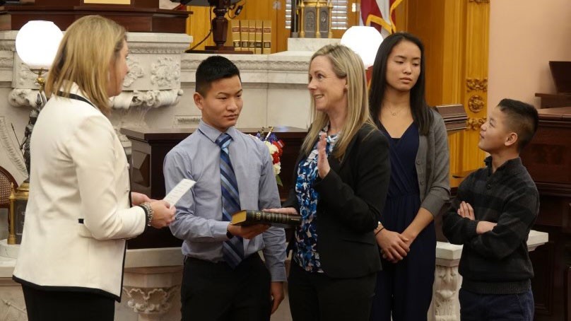 Rachel Baker is sworn in to her position as an Ohio House Representative.