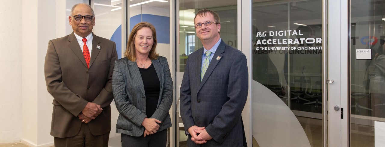 The University of Cincinnati and Procter & Gamble celebrate the opening of the newly renamed P&G Digital Accelerator @ The University of Cincinnati.