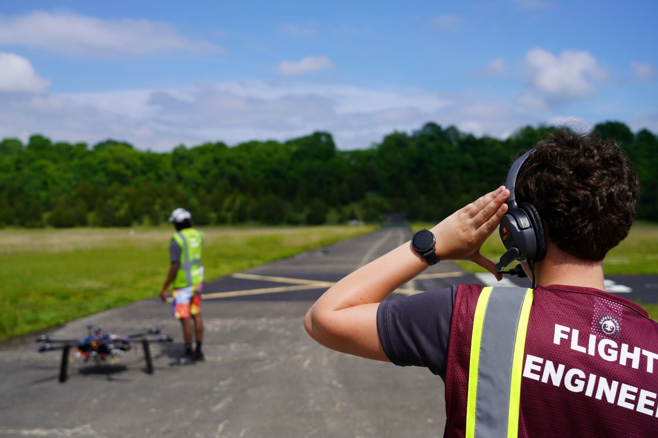 Rebecca Gilligan test flight for UC Aerial Vehicles team