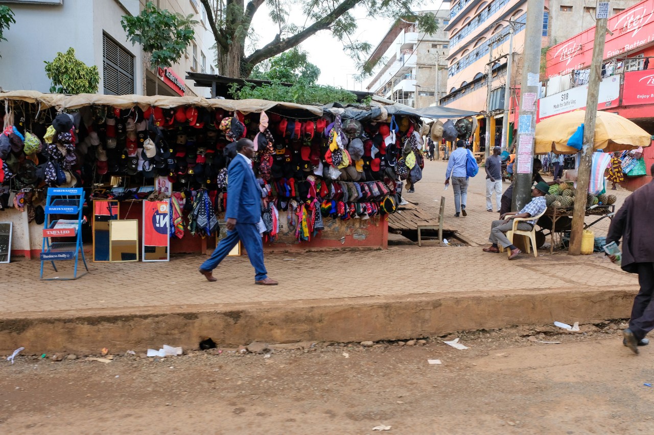Man walks down street in Tanzania