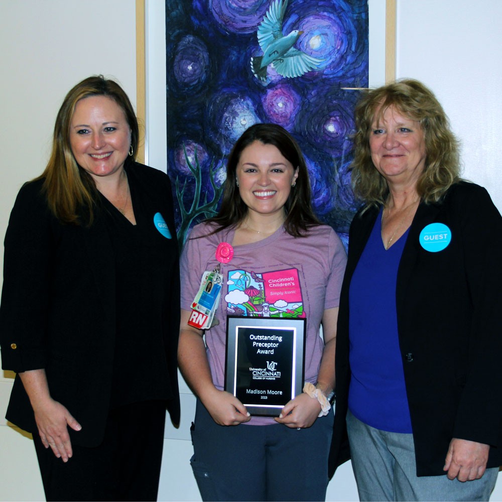Outstanding Preceptor Award Recipient Madison Moore with UC Faculty Donna Green and Eileen Werdman