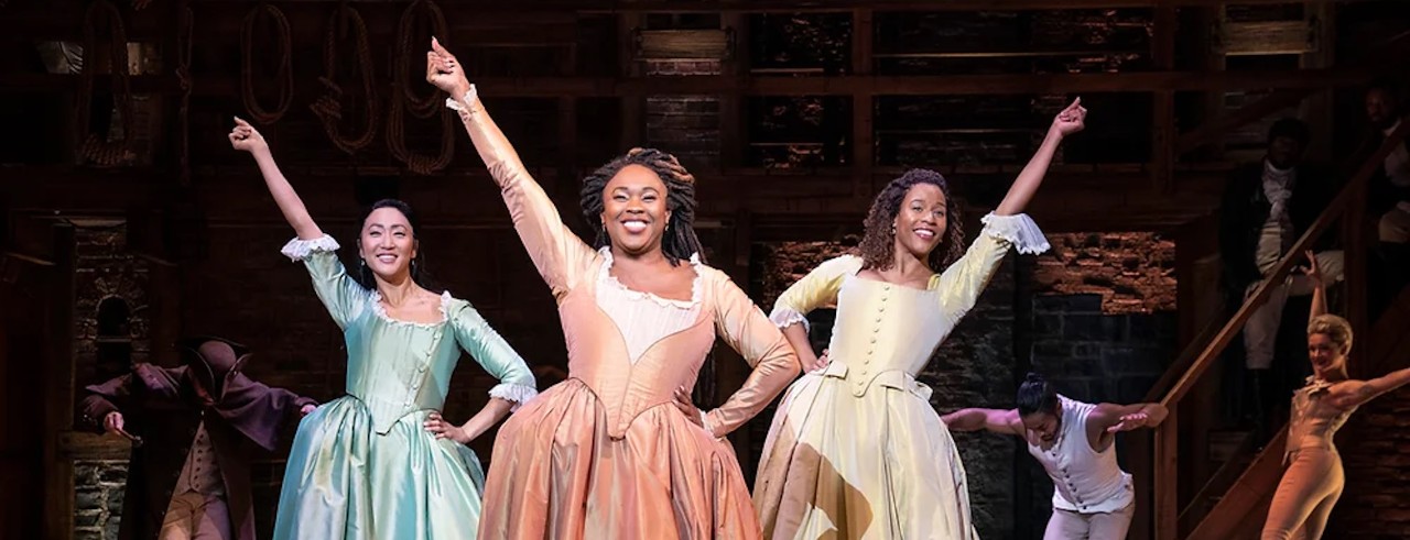 Stephanie Jae Park (far left) performs in Hamilton on Broadway
