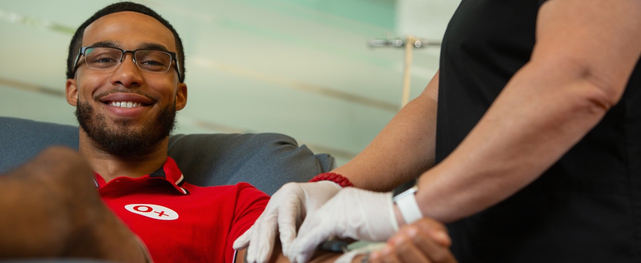 a person donating blood