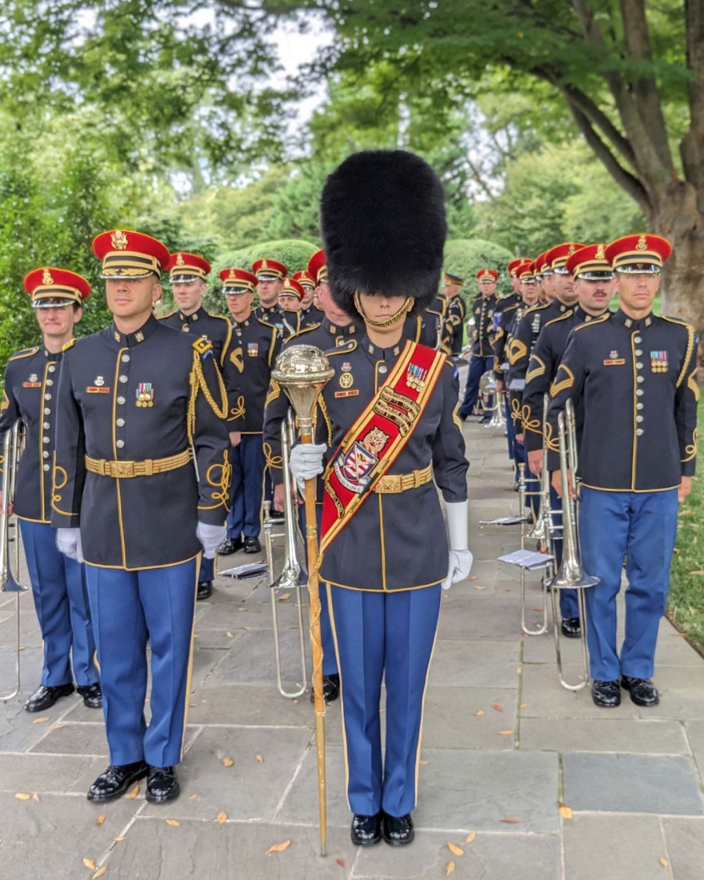 Adrienne Doctor (center) preparing to lead the band during a wreath laying ceremony at the Tomb of the Unknown Soldier. Photo/provided.