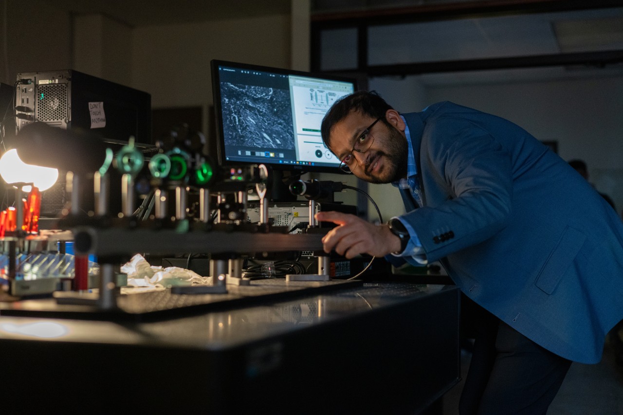 Kishan Bellur uses technology in his lab