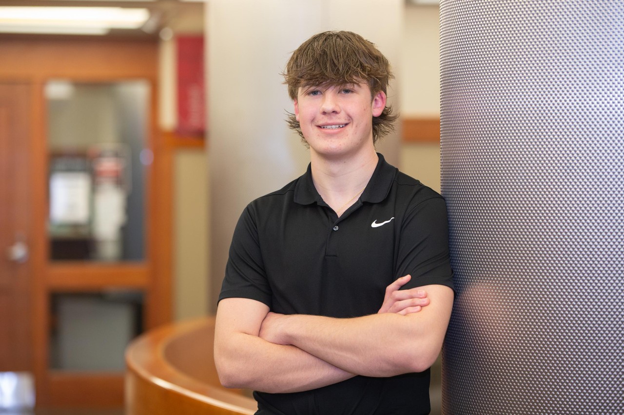 UC students Juliette Laracuente-Huebner and Brandon Mueller were taking different sessions of Deanna Herbers American Sign Language (ASL) course when they discovered they were cousins.