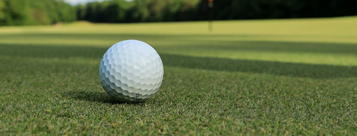 A ball on a golf course