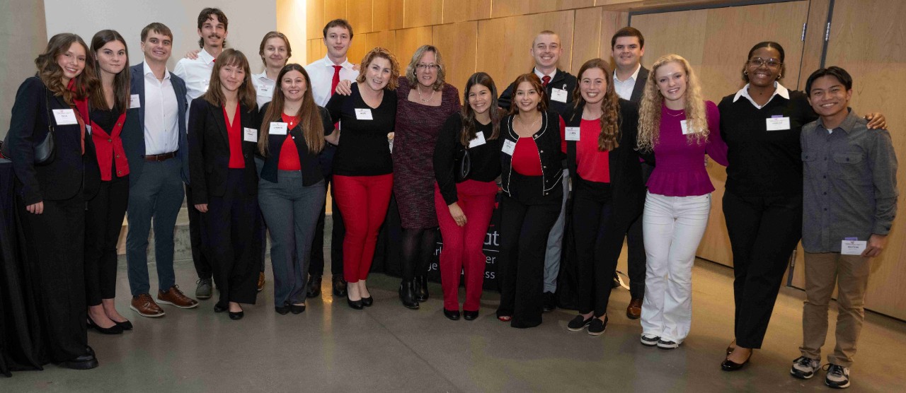 Marianne Lewis, Dean of University of Cincinnati College of Business spoke during Lindner College of Business Homecoming ceremony Wednesday October16, 2024 at the Lindner College of Business. Photos by Joseph Fuqua II 