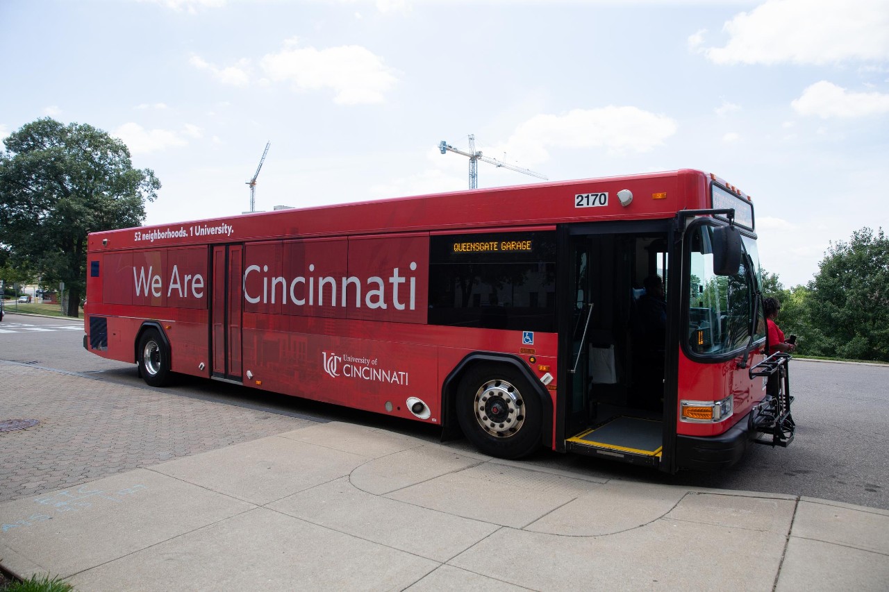 A UC-branded metro bus.