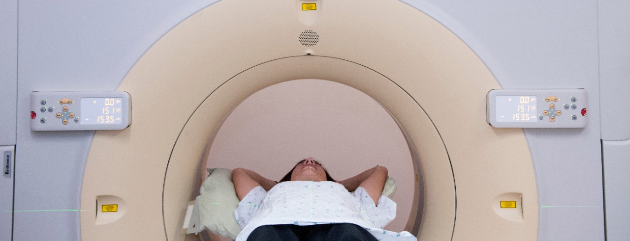 CT machine with a person laying down