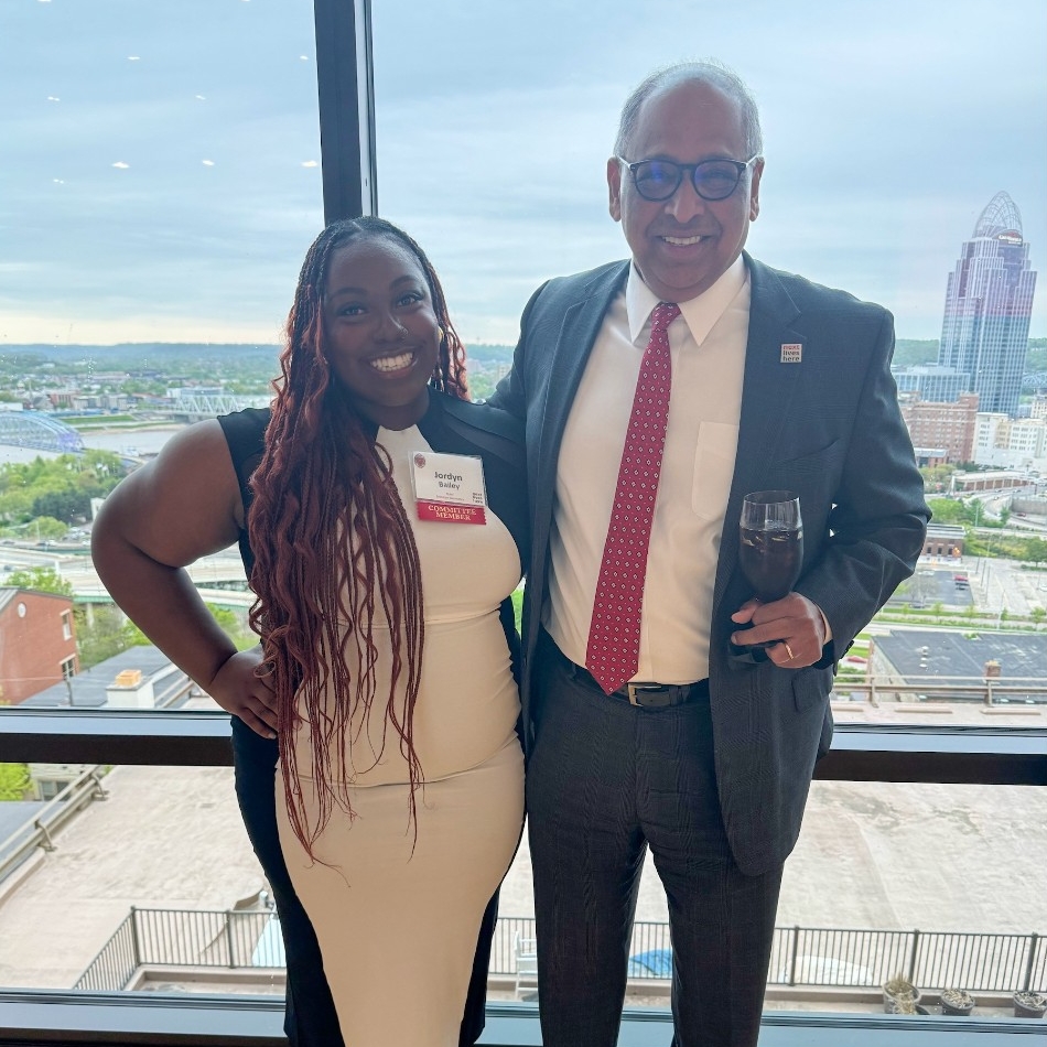 Bailey and UC President Neville Pinto at the reception honoring Presidential Leadership Medal of Excellence winners