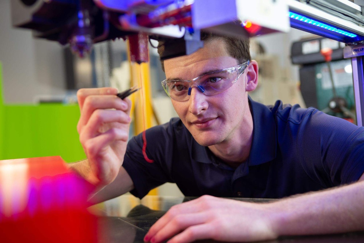 Student works in UC's 1819 Ground Floor Makerspace. Photo/Andrew Higley