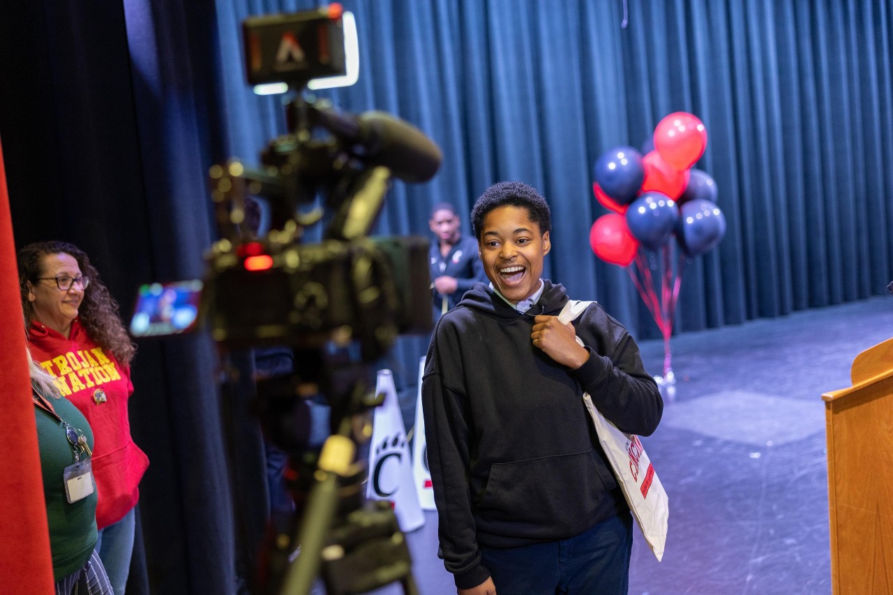 UC celebrates Decision Day 2025 student surprises. North College Hill High School, Jamiyah Turnage.